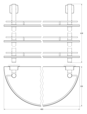Стеклянная полка FBS Esperado 082 Хром