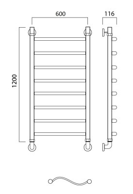 Водяной полотенцесушитель Aquanerzh 05-07A12060 Хром