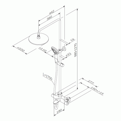 Душевая система AM.PM Gem F0790510 с термостатом Хром