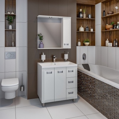 Тумба с раковиной Runo Карат 80 Белая