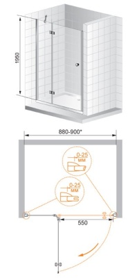 Душевая дверь в нишу Cezares VERONA-W-B-12-100-C-Cr профиль Хром стекло прозрачное