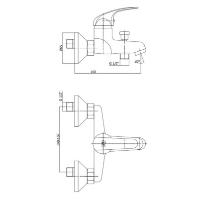 Смеситель для ванны GPD Eko MBB80 Хром