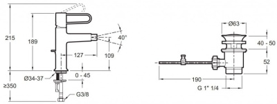 Смеситель для биде Jacob Delafon Odeon Rive Gauche E21033-CPR-CP Хром Медь