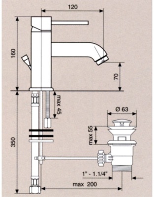 Смеситель для раковины Emmevi Piper 45003 Хром