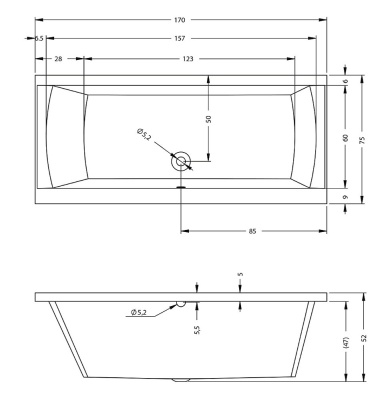 Акриловая ванна Riho Julia 170x75 BA5300500000000 без гидромассажа