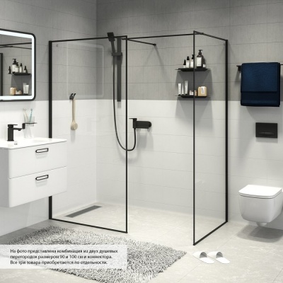 Душевая перегородка Iddis Slide SLI8BS9i23 90x195 профиль Черный стекло прозрачное Душевая перегородка Iddis Slide SLI8BS9i23 90x195 профиль Черный стекло прозрачное