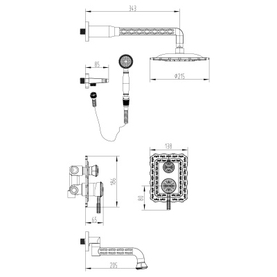 Душевая система Lemark Jasmine LM6622ORB Черная бронза