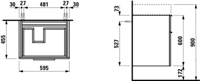 Тумба под раковину Laufen Kartell 60 2 ящика подвесная R Белый лак