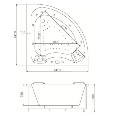 Акриловая ванна Victory Spa Andromeda 145x145 Без системы управления