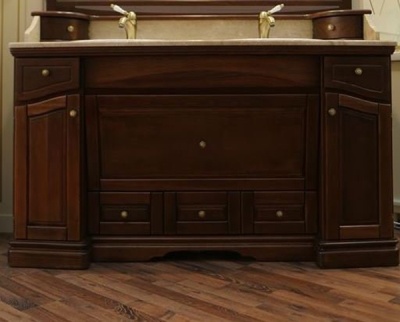 Комплект мебели для ванной Opadiris Лучия 150 Орех антикварный со светильником Изабель Бронза