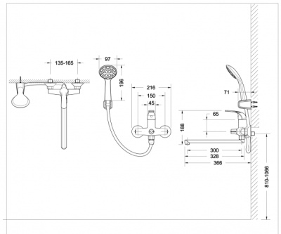 Смеситель для ванны Bravat Fit F6135188CP-LB-RUS универсальный Хром