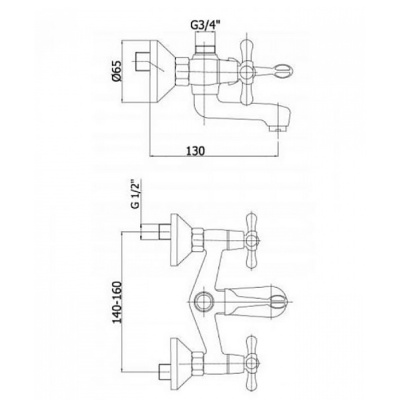 Смеситель для ванны GPD Koch BNB13 Хром