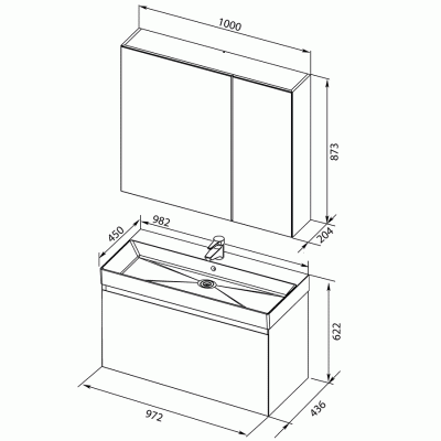 Комплект мебели для ванной Aquanet Йорк 100 203645 подвесной Белый глянец
