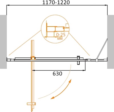 Душевая дверь Cezares Molveno BA-11 120 MOLVENO-BA-11-90+30-P-Cr профиль Хром стекло рифленое
