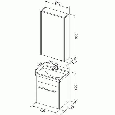 Комплект мебели для ванной Aquanet Августа 50 225267 подвесной Дуб сонома