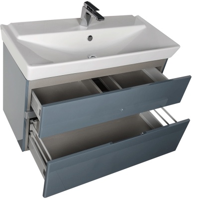 Комплект мебели для ванной Aquanet Виго 100 183666 подвесной Сине-серый