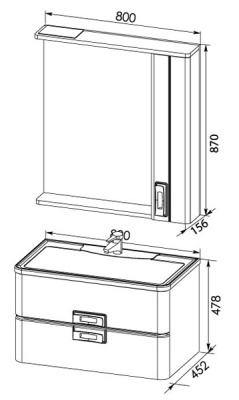 Тумба под раковину Aquanet Паллада 80 175313 Белый глянец