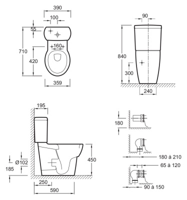 Унитаз Jacob Delafon Ove 19967W-00 без сиденья и бачка