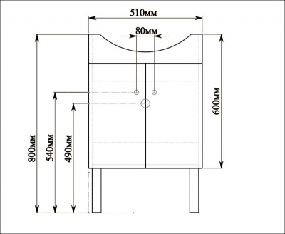 Тумба с раковиной SanVit Прима 55 kprim055 с фактурой под дерево прямые ручки Акация светлая