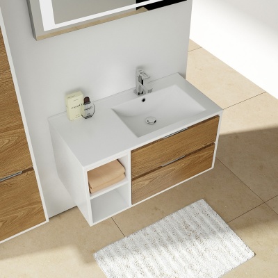 Тумба с раковиной SanVit Мэри-4 90 R в цвете Ral подвесная Шоколад