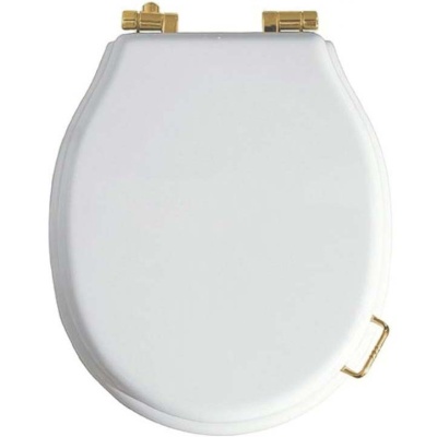 Сиденье для унитаза Boheme 906-W-BR Белое с Микролифтом петли Бронза