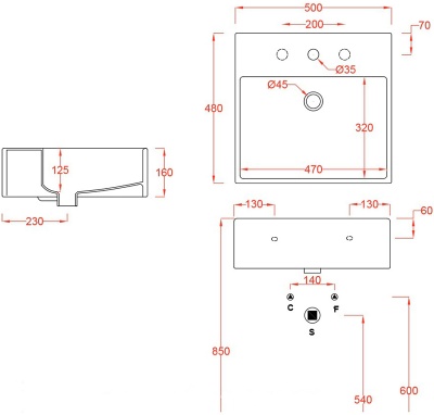 Раковина Artceram Quadro 50 QUL002 01 86 Белая