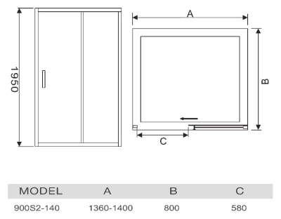 Душевая дверь в нишу WeltWasser WW900 S2 140 10000001882 профиль Хром стекло прозрачное