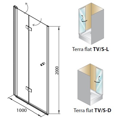 Душевая дверь в нишу Kolpa San Terra flat TV/S 100 Хром L