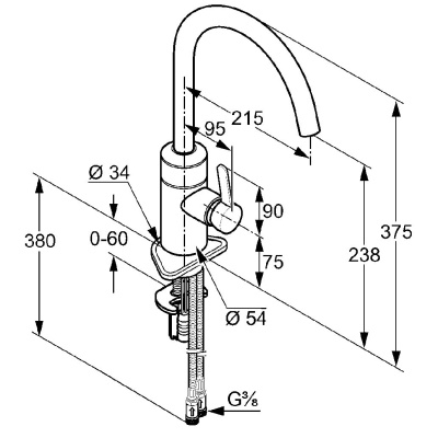 Смеситель для кухни Kludi E-Go 422100575 Хром