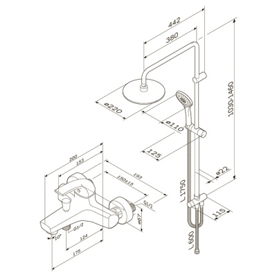 Душевая система AM.PM Sense F4087514 Хром