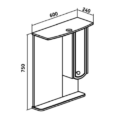 Зеркало со шкафом Runo Аликанте 60 R Венге-Белое