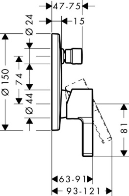 Смеситель для душа Hansgrohe Metris S 31465000 Хром