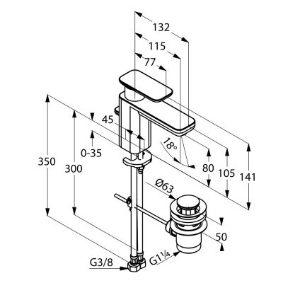 Смеситель для раковины Kludi E2 490230575 Хром