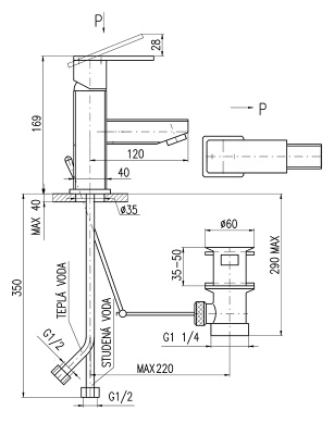 Смеситель для раковины Rav Slezak Royal1027.5Z золотой, с ручкой 10