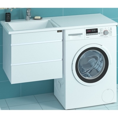 Тумба с раковиной СанТа Марс 120 L 227003+900104 подвесная Белая