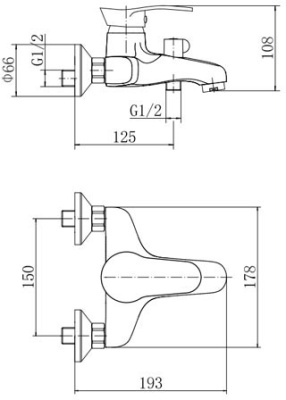 Смеситель для ванны Fashun A3201 Хром