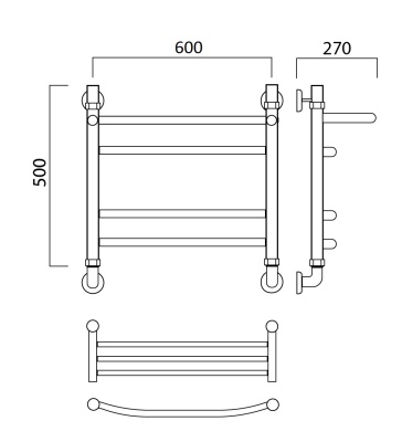 Водяной полотенцесушитель Aquanerzh 000-600A5060 Хром