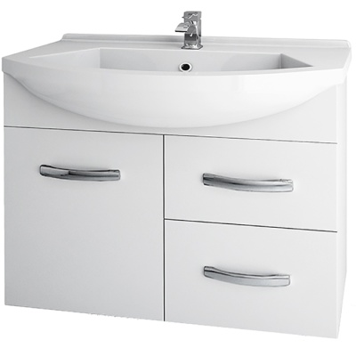 Тумба под раковину Dreja Alfa 90 99.0308 подвесная Белый глянец