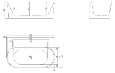 Акриловая ванна BelBagno BB409-1500-800 150х80 без гидромассажа