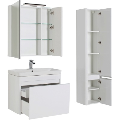 Комплект мебели для ванной Aquanet Вилора 80 203634 подвесной Белый глянец