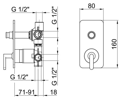 Смеситель для душа Webert Living LV860101560 Черный матовый