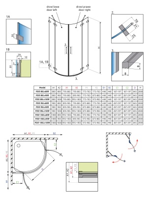 Дверь для душевого уголка Radaway Euphoria PDD 100x200 левая профиль хром, стекло прозрачное, левая