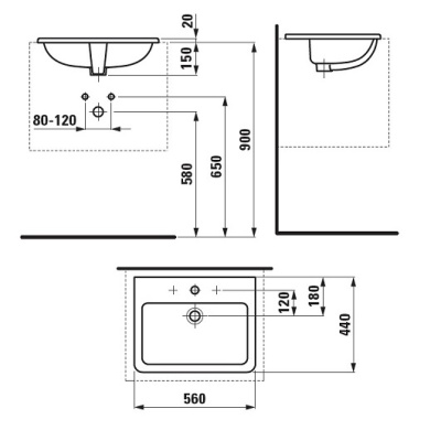 Раковина Laufen Pro S 56 8.1896.3 Белая