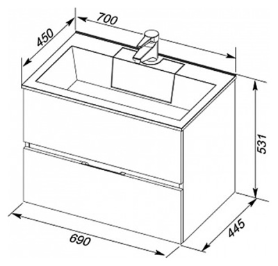 Тумба под раковину Aquanet Алвита 70 212680 подвесная Белая