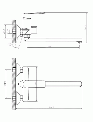 Смеситель для ванны Agger Clean A2421100 универсальный Хром
