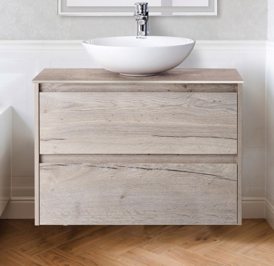 Комплект мебели для ванной BelBagno SET-KRAFT-700-RGB-C-BB344-LOY со смесителем Rovere Galifax Bianco, столешница - Cemento (без нанесения узора)