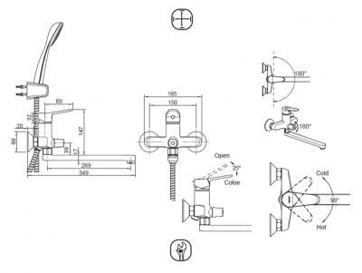 Смеситель для ванны Bravat Eco F00414C Хром
