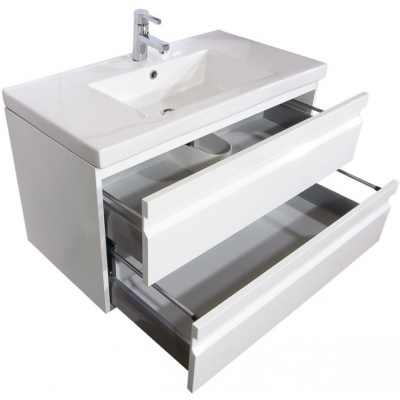 Тумба с раковиной SanVit Тема 75 подвесная Белый глянец