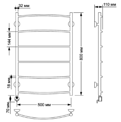 Электрический полотенцесушитель Secado Милан 1 50х80 Бронза