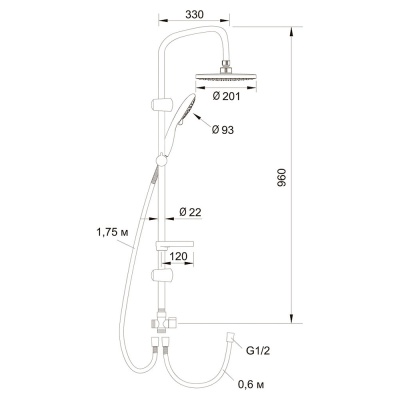 Душевая система Latuno L80042 Хром